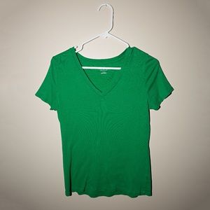Green V-Neck Short Sleeve Shirt